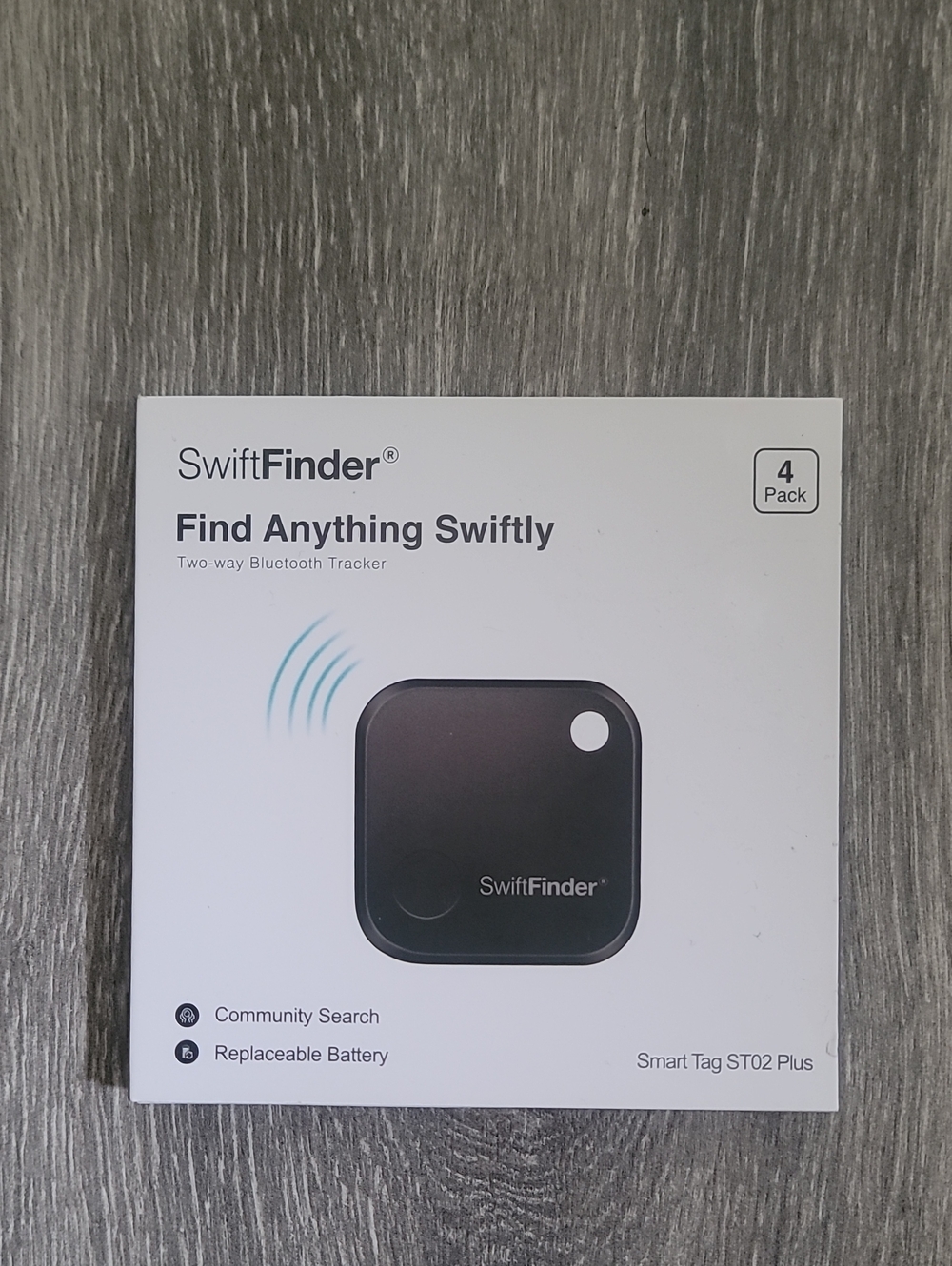 Swiftfinder Black Two-Way Bluetooth Tracker Smart Tag - 4 Pack